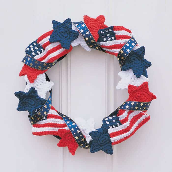 Crochet Stars and Stripes Forever Wreath Pattern