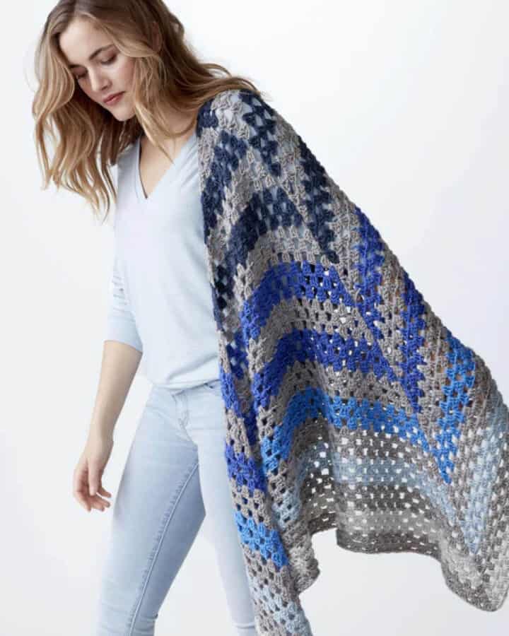Staggering Stripes Crochet Shawl Pattern