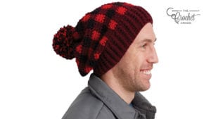 Crochet Adult Buffalo Plaid Hat