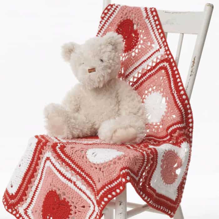 Crochet Heart Motif Baby Blanket Pattern