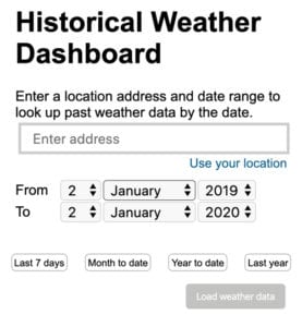 Historical Weather Dashboard