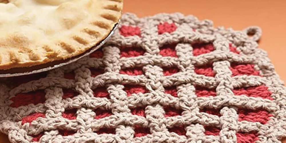 Crochet Cherry Pie Hot Pad Pattern