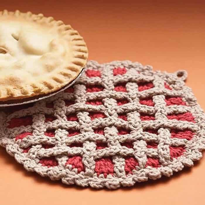 Crochet Cherry Pie Hot Pad Pattern
