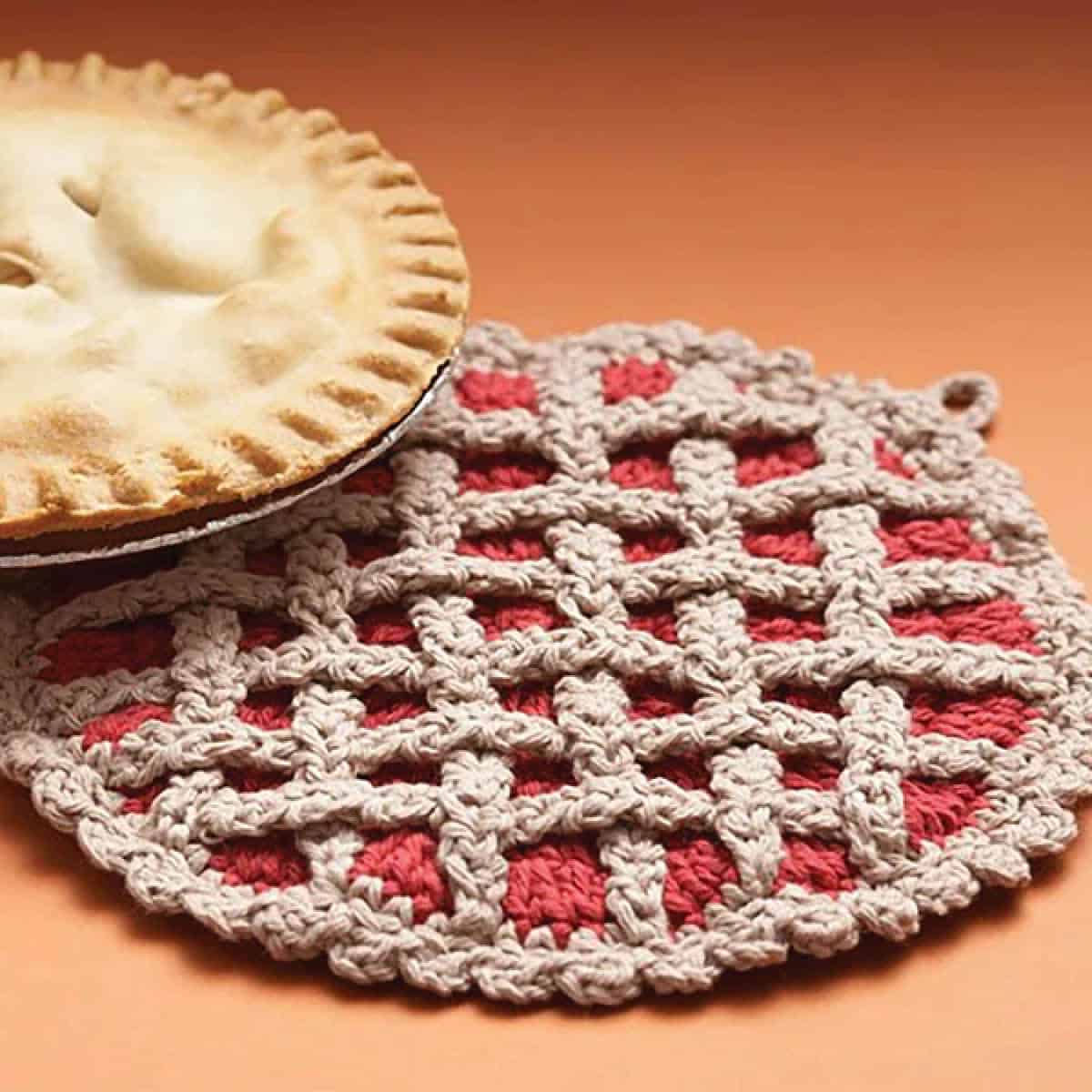 Crochet Cherry Pie Hot Pad Pattern + Tutorial Whimsical and Functional