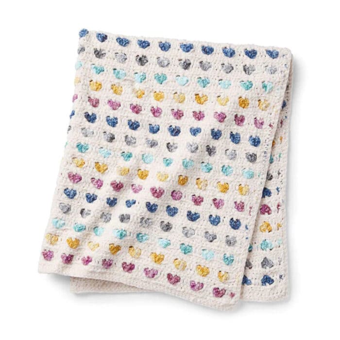 Crochet Heart Stripe Blanket Pattern