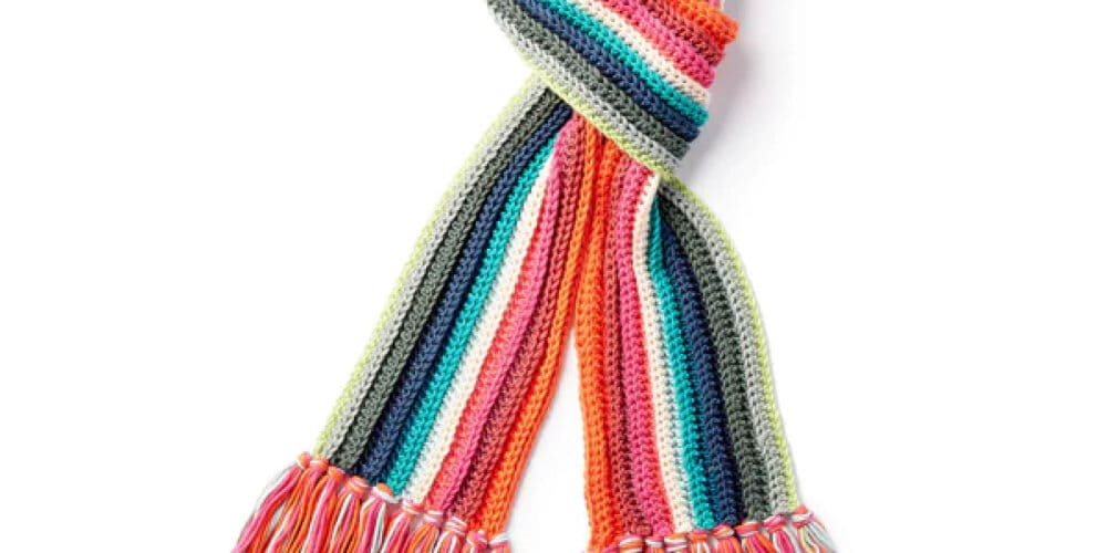 Caron X Pantone Long Stripes Crochet Scarf Pattern