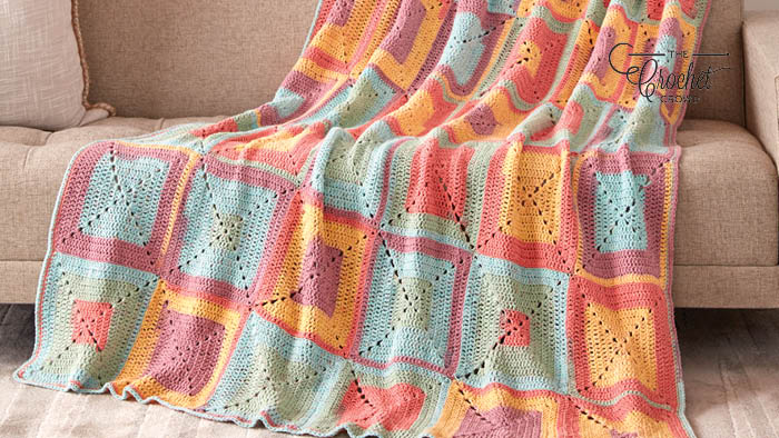 Crochet Colorful Granny Squares Blanket