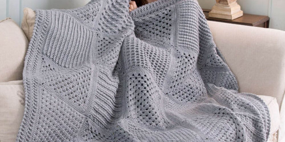 Crochet Checkerboard Sampler Lapghan Blanket