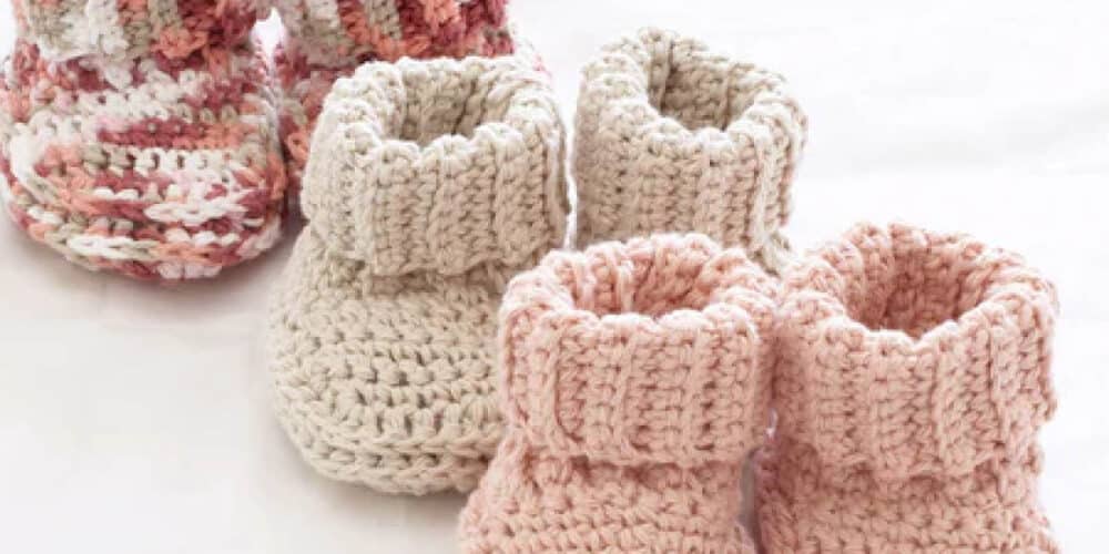 Crochet Peachy Roll Down Baby Booties Pattern