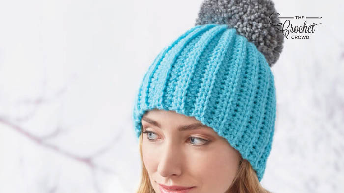Crochet Easy Fit Ribbed Pom Pom Hat Pattern