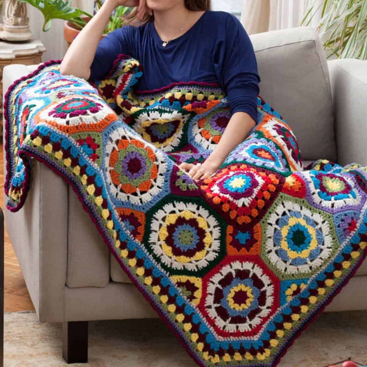 Red Heart with Love Octagon Motif Blanket Crochet Pattern