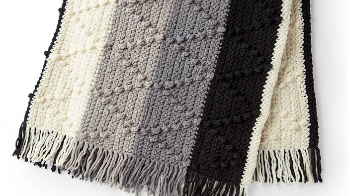 Crochet Chevron Stripe Bobble Blanket Pattern + Tutorial