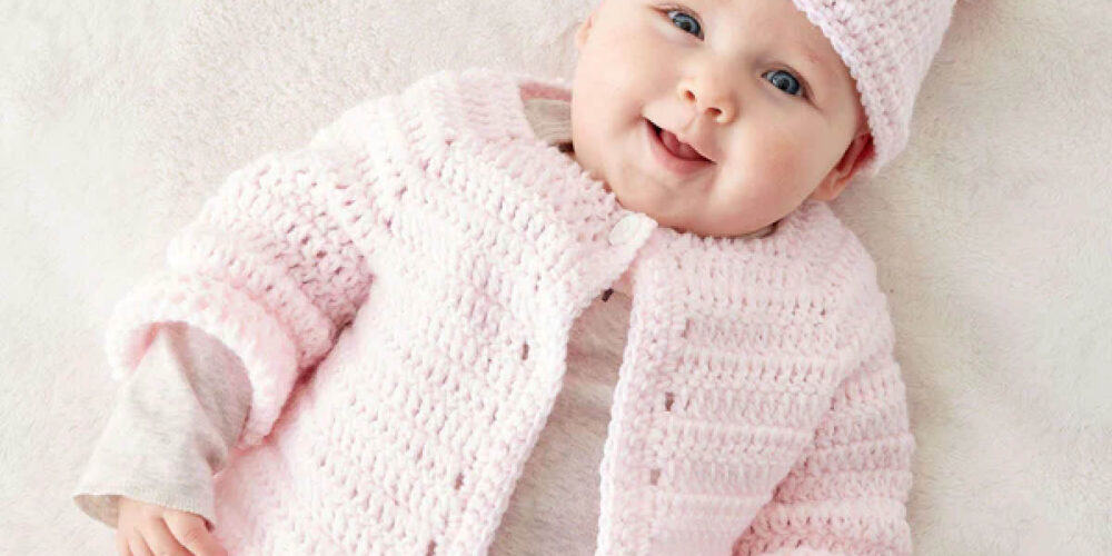 Crochet Easy Baby Jacket with Hat with Ears Pattern