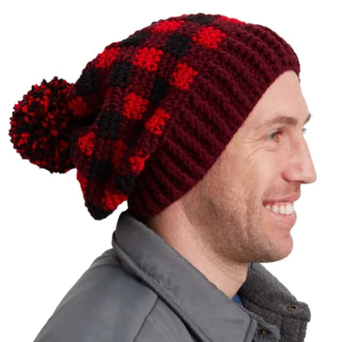 Crochet Buffalo Plaid Slouchy Hat Pattern