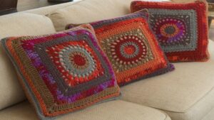 Crochet Circle In A Square Pillow