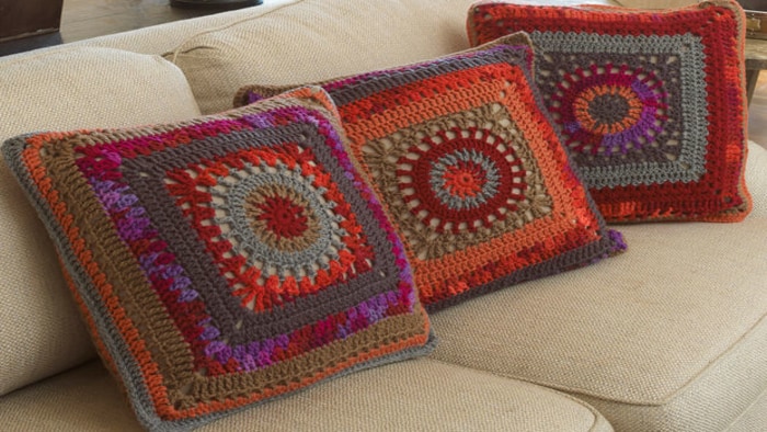 Crochet Circle In A Square Pillow