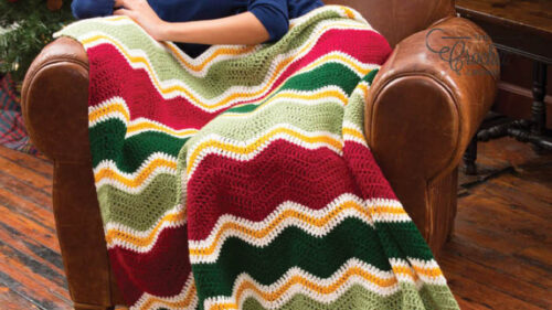 Crochet Holiday Chevron Throw