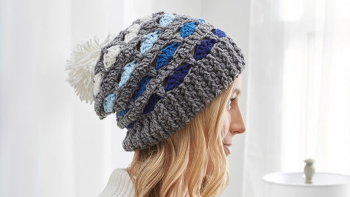 Crochet Striping Shells Hat Pattern