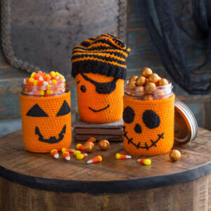 Crochet Halloween Jar Cozies