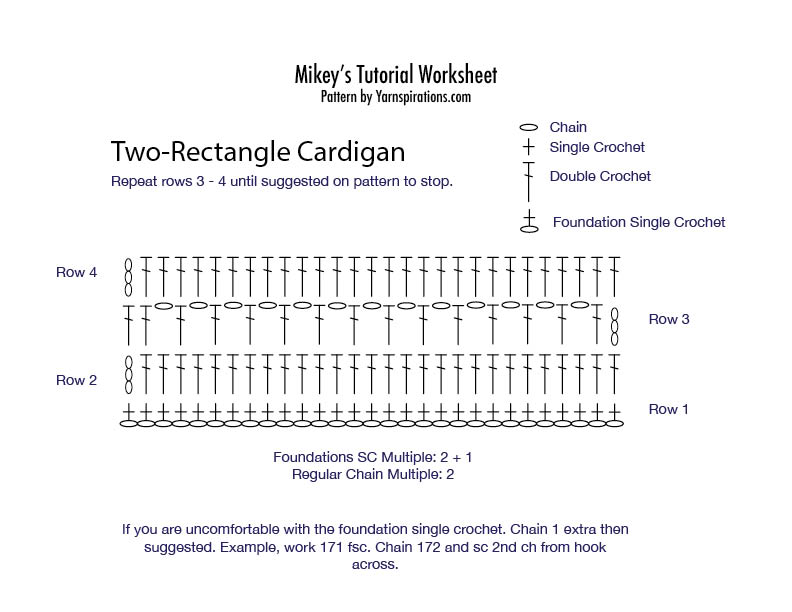 Two Rectangle Crochet Diagram