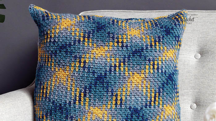 Crochet Colour Pooling Pillow with Caron