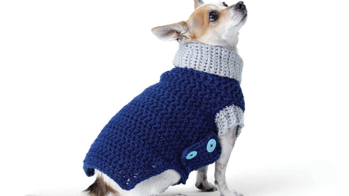 Crochet Cowl Neck Dog Coat 2