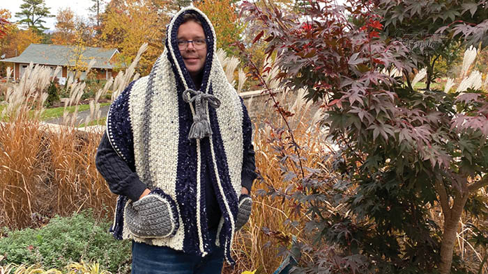 Crochet Hooded Pocket Wrap