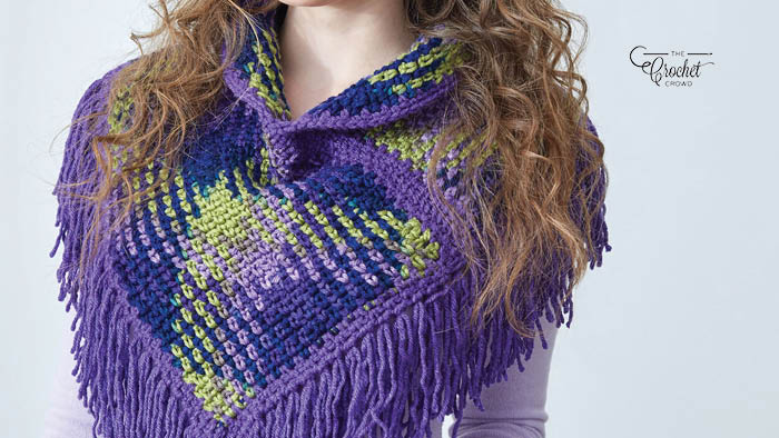 Crochet Planned Pooling Argyle Cowl with Fringe