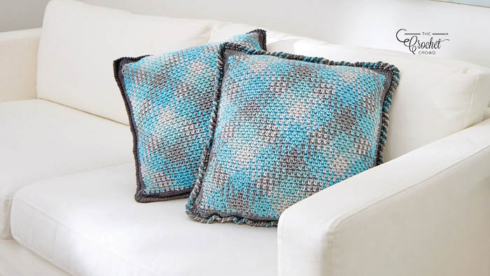 Crochet Planned Pooling Argyle Pillow