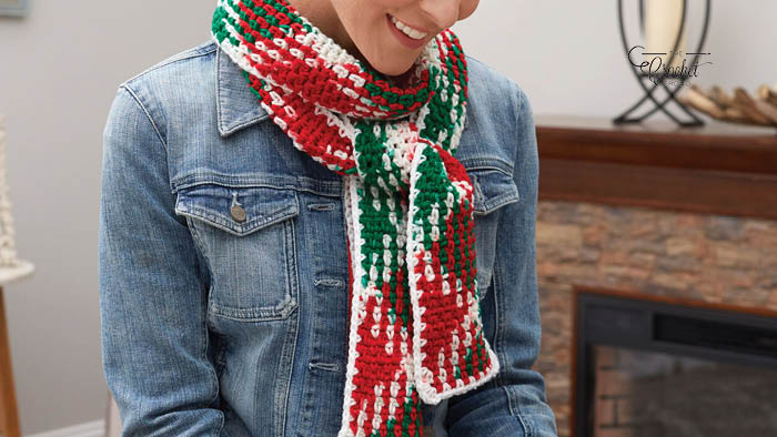 Crochet Planned Pooling Holiday Scarf