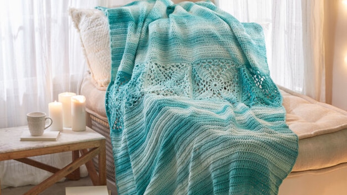Crochet Pretty Squares In A Row Throw Pattern