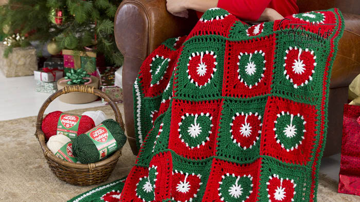 Crochet Christmas Holiday Hearts Throw + Tutorial