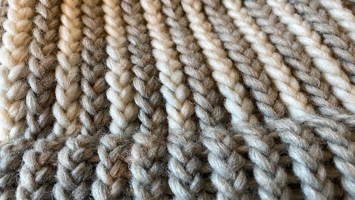 Loom Knit Striped Alapca Hat Close Up