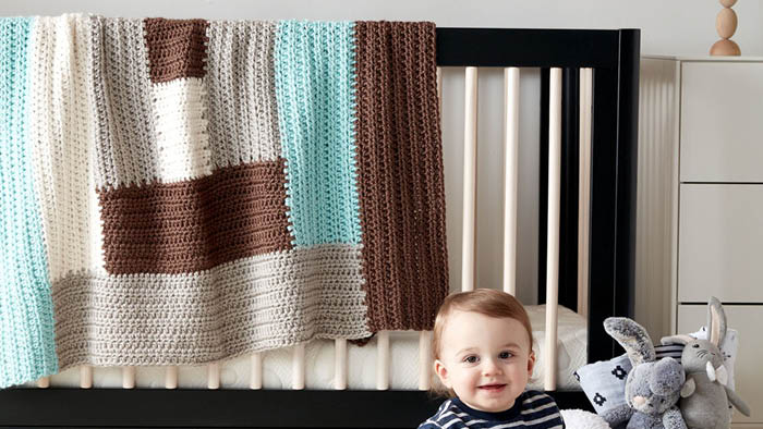 Crochet Baby Log Cabin Nursery Throw