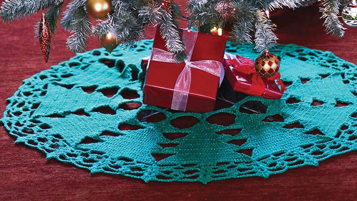 Crochet Christmas Tree Skirt With Trees