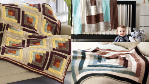 8 Crochet Log Cabin Blanket Patterns Tutorials The Crochet Crowd