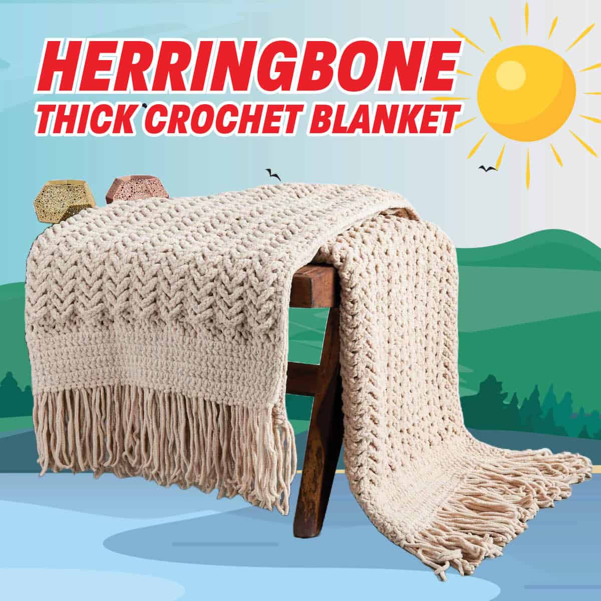 Thick Crochet Herringbone Stitch Blanket + Free Tutorial