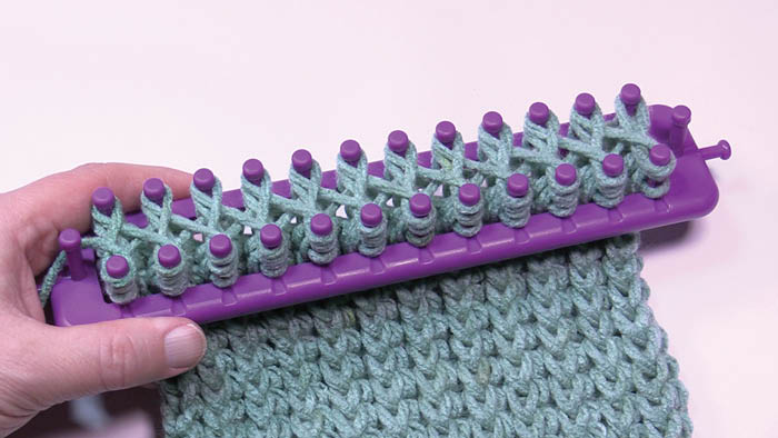 Loom Knit Double Stockinette Twist Stitch Flat