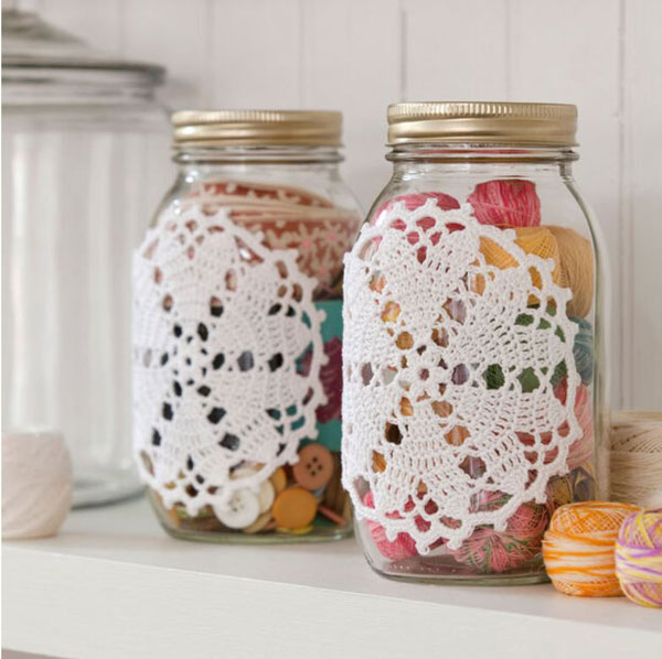 Aunt Lydia's Hearts Desire Doily-ed Jars