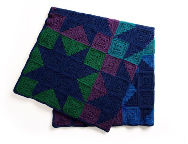 Red Heart Crochet Modern Patchwork Stars Blanket