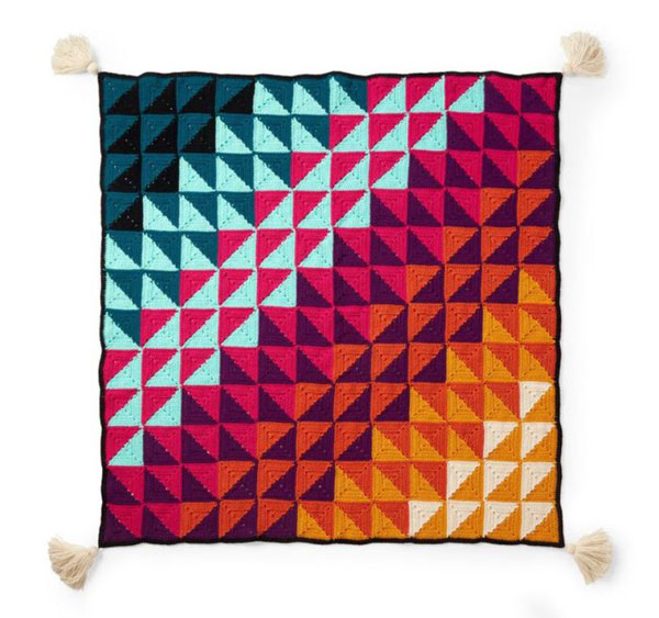 Red Heart Prismatic Chromatic Crochet Blanket