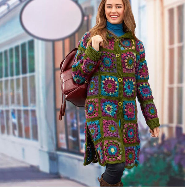 Free Red Heart Granny Square Jacket Pattern