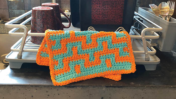 Crochet Mosaic Dishcloth Kitchen