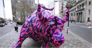 Wall Street Bull Yarn Art Olek