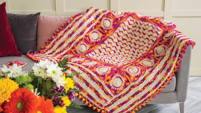 Crochet Puffy Flower Fun Day Blanket 2 Colours