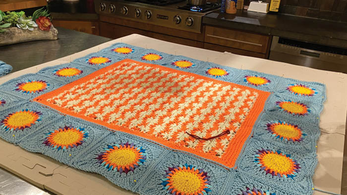 Crochet Puffy Flower Fun Day Blanket Attaching