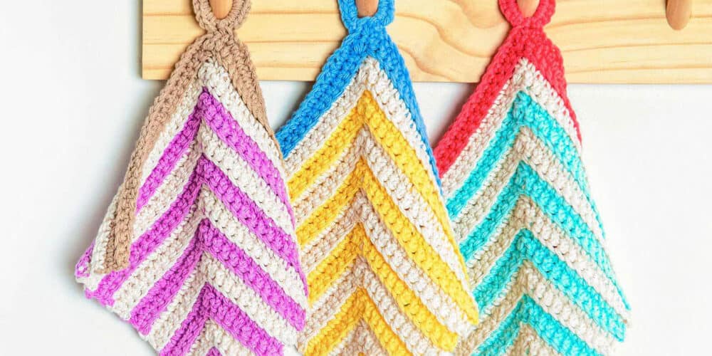 Crochet Striped Mitered Dishcloth Pattern
