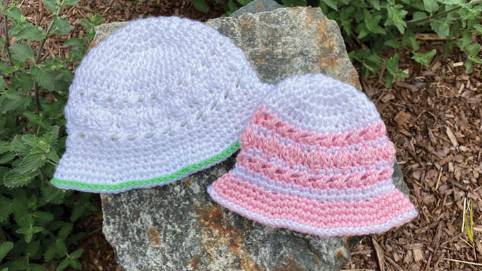 Crochet Baby Sun Hats with Hugs and Kisses