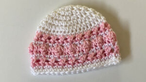 Crochet Hugs and Kisses Beanie Newborn Pink