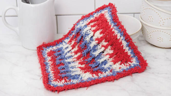 Crochet Post Stitch Scrubby Dishcloth + Tutorial